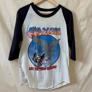 *SOLD* 50/50 Paper Thin NWOBHM Saxon Texas Crusades Baseball Style